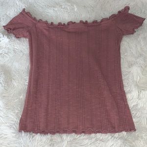 OFF THE SHOULDER PINK CROP TOP!! soft and stretchy rarely worn!! xs